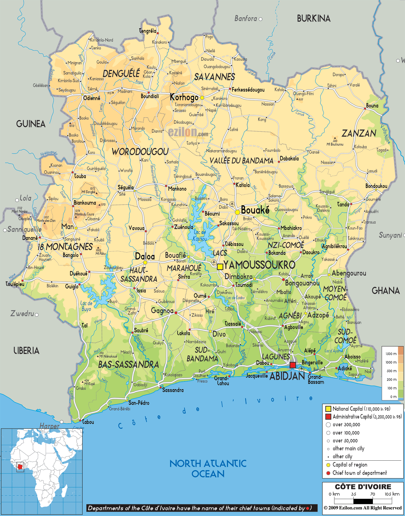 Cote D'Ivoire Carte